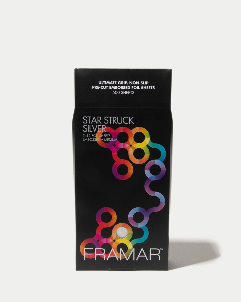 FRAMAR 5x12 Pre-Cut Embossed Medium Star Struck Silver dombornyomott melírfólia lap
