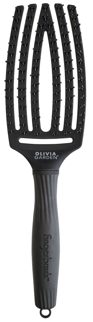 Olivia Garden Fingerbrush Care Iconic Double Bristles Black M