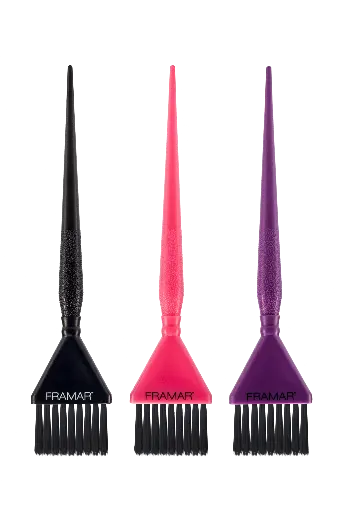 FRAMAR Triple Threat Brush Set Pink,Purple,Black 3 részes ecset szett - színes